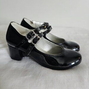 Girls sz 9.5m black patent leather dress heels Mary Jane Christmas shoes